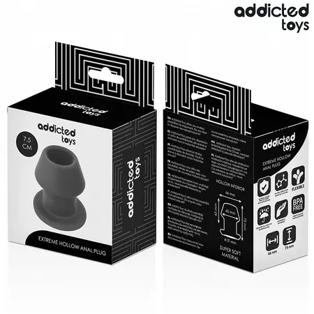 Addicted Toys Extreme Hollow Silicone Plug Size S 7.5 cm - Black