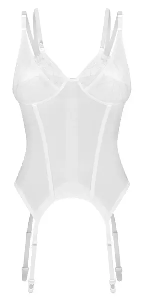 Obsessive Arrowel Basque L/XL - White Lace, Adjustable Straps