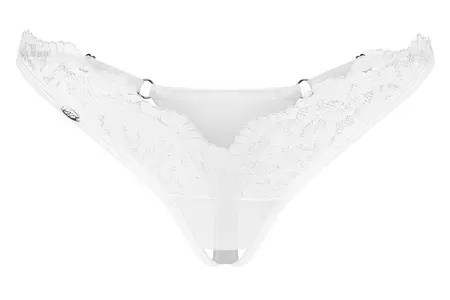 Obsessive Arrowel L/XL Thong - White Lace & Tulle, Crotchless Design