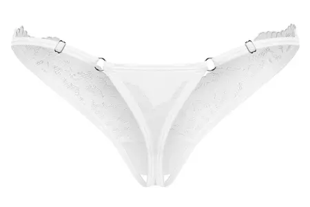 Obsessive Arrowel L/XL Thong - White Lace & Tulle, Crotchless Design