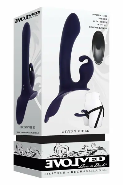 EVOLVED GIVING VIBES Triple Motor Silicone Intimate System, Adjustable Harness