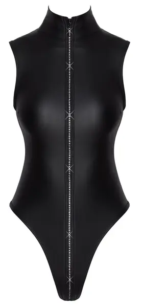 Cottelli Collection Body Matte Black with Rhinestone Zip S