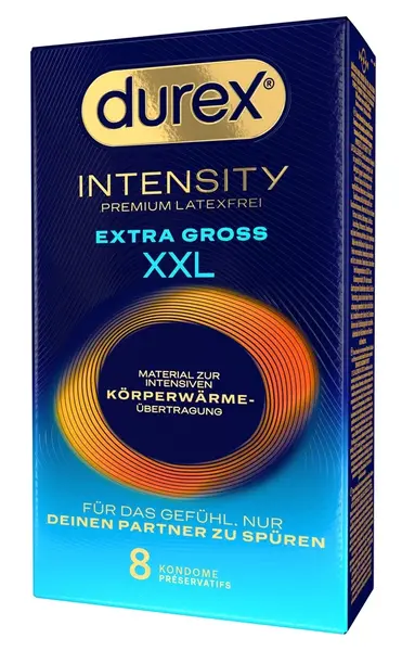 Durex Intensity Extra Large Nitrile Condoms 8 pcs - Latex-Free, 61 mm
