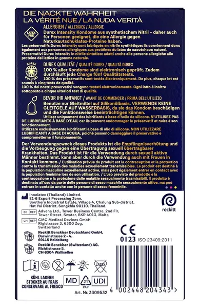 Durex Intensity Nitrile Ultra-Thin Latex-Free Intimate Protection 8 pcs
