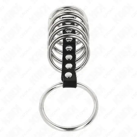 KINK Metal Ring Set 7 Pieces with Leather Strap Adjustable 3.2-5cm