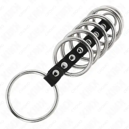 KINK Metal Ring Set 7 Pieces with Leather Strap Adjustable 3.2-5cm