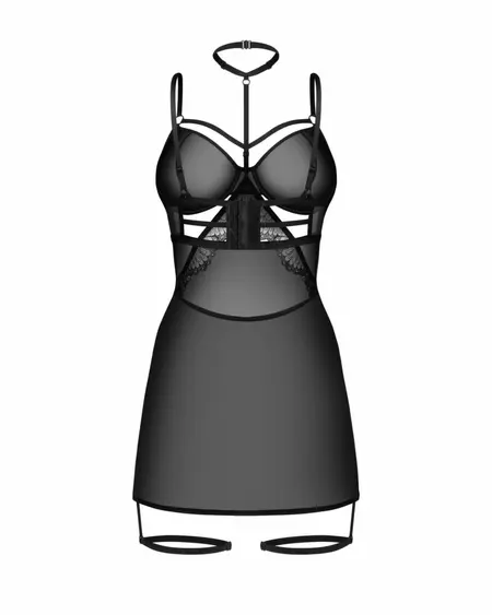 Obsessive Arrowel Chemise Black - Elegant Lace & Sheer Straps Design 2XL/3XL