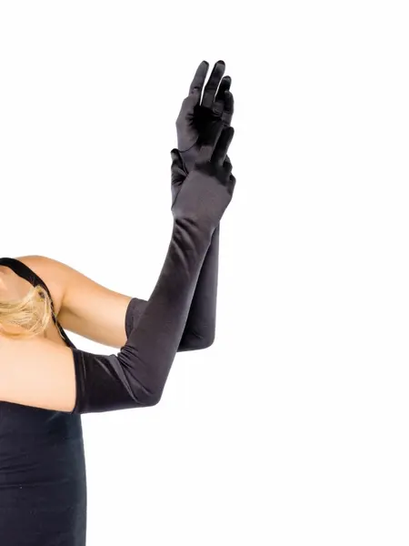 Leg Avenue Extra Long Satin Gloves Black Stretch 60cm