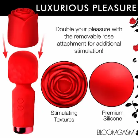 Bloomgasm Pleasure Rose Mini Wand Red - Compact Intimate Massager