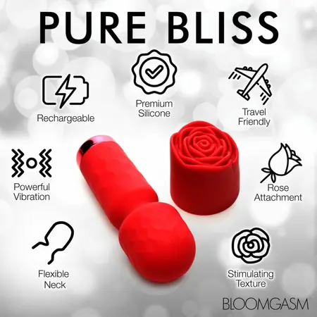 Bloomgasm Pleasure Rose Mini Wand Red - Compact Intimate Massager
