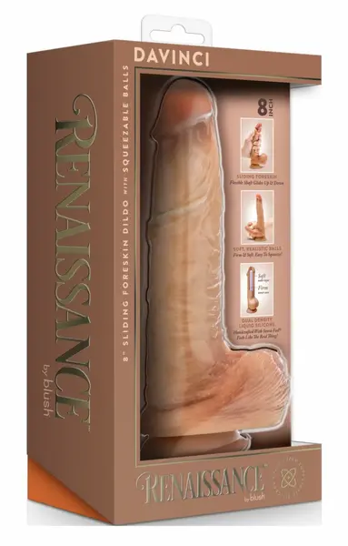 Blush DaVinci Intimate Silicone Machine with Sliding Foreskin 20cm Beige
