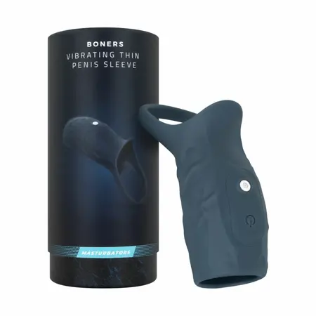 Boners Intimate Vibrating Sleeve Blue Rechargeable Adjustable Fit