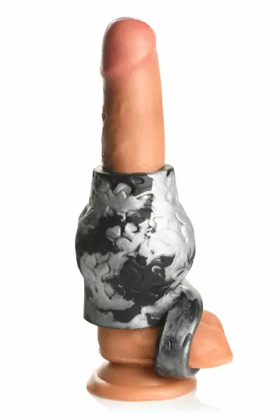 XR Brands Night Prowler Silicone Support Ring with Ball Stretcher, Gray