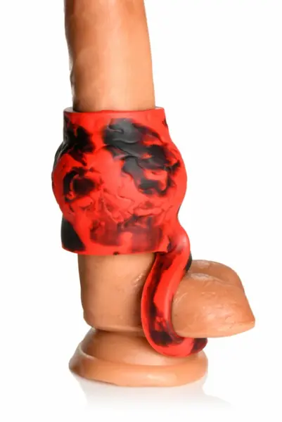 XR Brands Hell Hound Silicone Ball Stretcher Sleeve Red 68.6mm