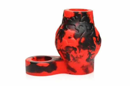 XR Brands Hell Hound Silicone Red Ball Ring & Stretcher, 88.9 mm