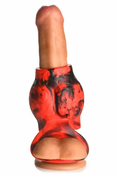 XR Brands Hell Hound Silicone Red Ball Ring & Stretcher, 88.9 mm