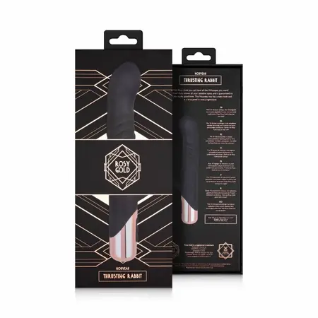 Rosy Gold Rabbit Vibrator Thrusting System Black 13cm USB Rechargeable