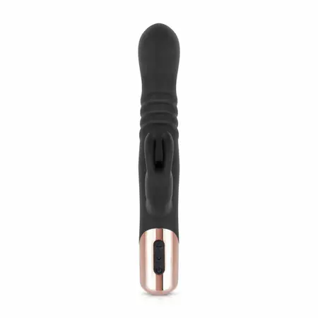Rosy Gold Rabbit Vibrator Thrusting System Black 13cm USB Rechargeable