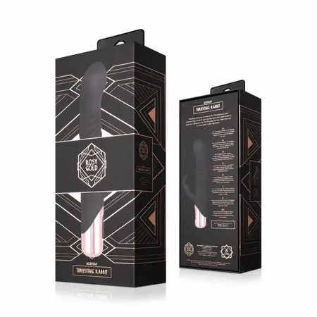 Rosy Gold Rabbit Vibrator Thrusting System Black 13cm USB Rechargeable