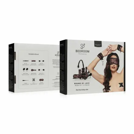Bedroom Fantasies Bound by Lace 8-Piece Restraint Set Pink