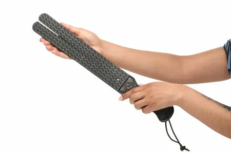 XR Brands Scottish Tawse Black - Vegan Leather Impact Tool, 45 cm