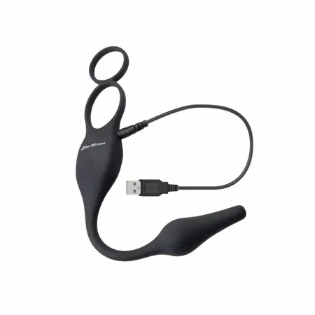 Evolved Novelties Plug & Tug Black Dual Stimulation Silicone System