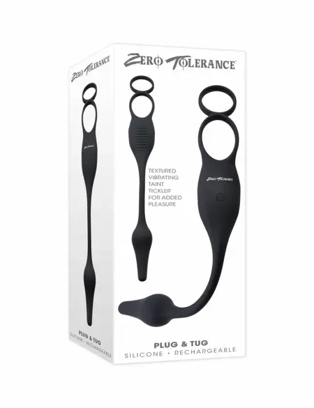 Evolved Novelties Plug & Tug Black Dual Stimulation Silicone System