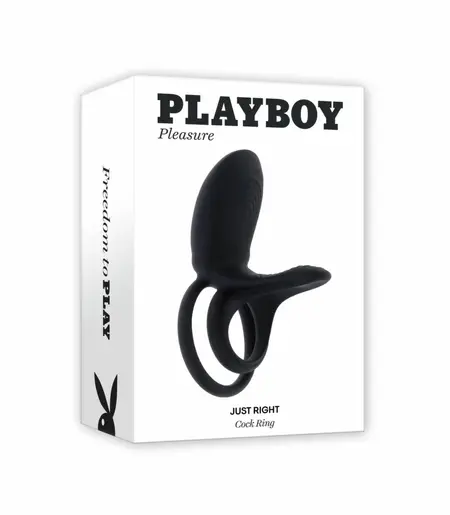 Playboy Just Right Black Dual Silicone Vibrating Ring System