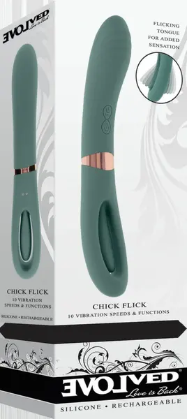 Evolved Novelties Chick Flick Dual-Ended Silicone Device Green