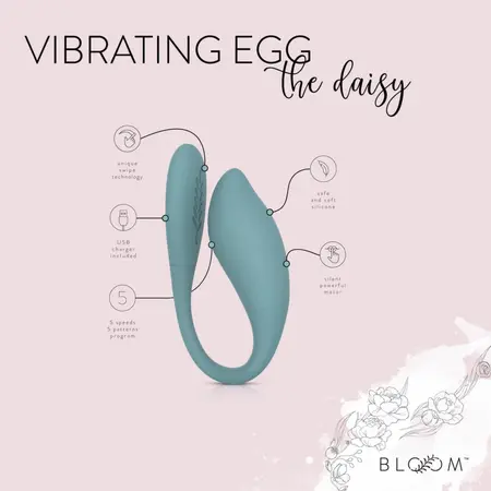 Bloom Daisy Vibrating Egg Green - Silicone, Waterproof, 5 Modes