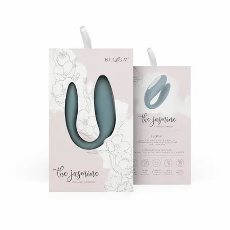 Bloom Jasmine C-Shape Vibrator Green - Soft Silicone, Swipe Control