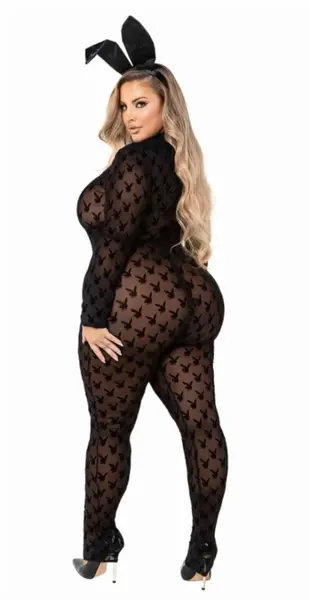 Playboy Lingerie Bunny 2PC Set Black - Iconic Catsuit & Ears