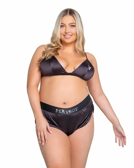 Playboy Lingerie Sparkling Bunny Set - Shiny 2-Piece Comfort Fit S/M