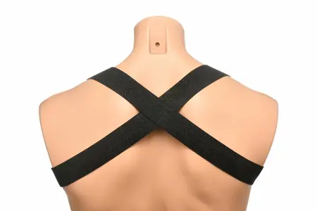 XR Brands Chest Harness & Armbands Black Stretch Adjustable Set