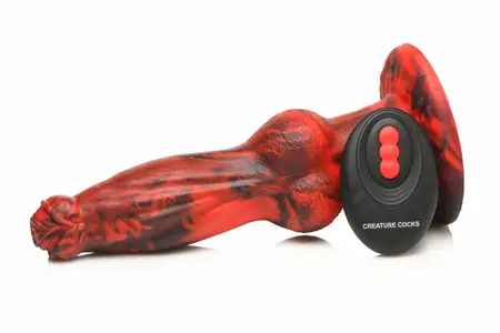 XR Brands Hel-Wolf Intimate Thrusting & Vibrating Device Red/Black