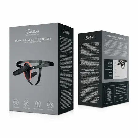 Fetish Collection Double Silicone Intimate Set Adjustable Black Harness