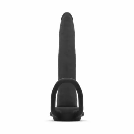 Men Only Black Intimate Device with Dual Stretch Rings, Curved Design