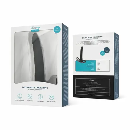 Men Only Black Intimate Device with Dual Stretch Rings, Curved Design