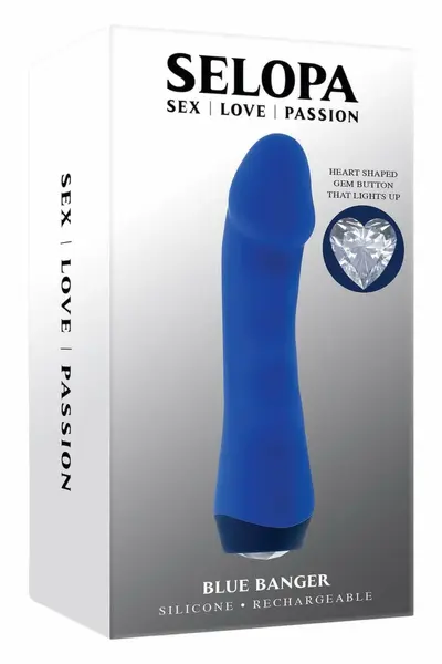 SELOPA Blue Banger Intimate Silicone Vibrator with Gem Control, 13.6 cm