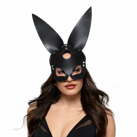 Bedroom Fantasies Bold Bunny Mask Black Adjustable Leather Accessory