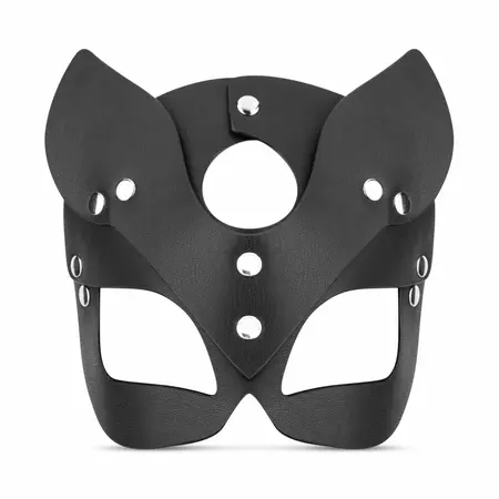 Bedroom Fantasies Kinky Kitty Leather Mask Black Adjustable Fit