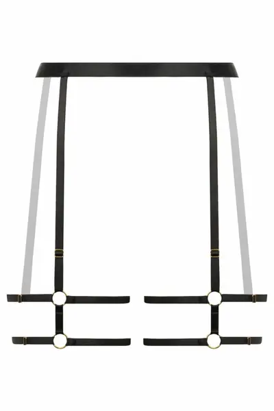 Strappy Blushing Garterbelt Black Adjustable Gold Details Soft Straps