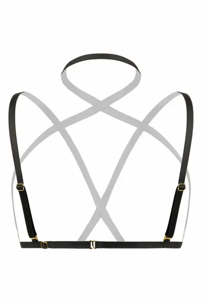 Bijoux Indiscrets Fia Strappy Harness Bralette Black - Adjustable Chic Lingerie