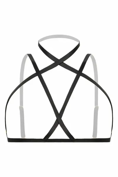 Bijoux Indiscrets Fia Strappy Harness Bralette Black - Adjustable Chic Lingerie