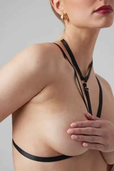 Secret Love Strappy Harness Bralette Black - Adjustable Fashion Accessory