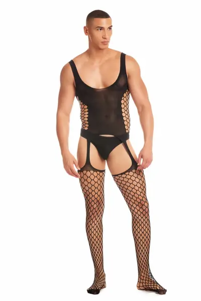 Rene Rofe Galaxy D Men’s Two-Piece Set Black Mesh L/XL
