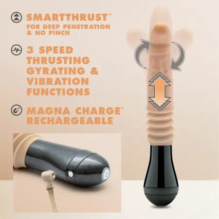 Dr. Skin Dr. Knight Silicone Thrusting & Vibrating Model, Beige, Rechargeable