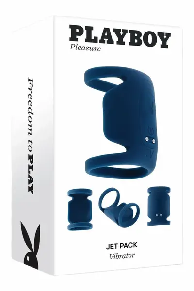 PLAYBOY Jet Pack Dual-Ring Intimate Vibrating System Silicone Black