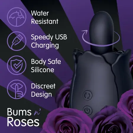 Skins Rose Buddies Bums N Roses Intimate Rotating Vibrator, Black