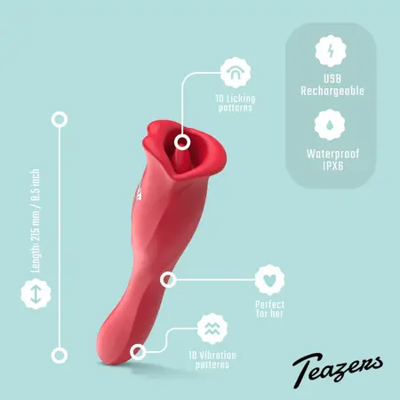 Teazers Dual-Action Intimate Device with Licking Function, Pink